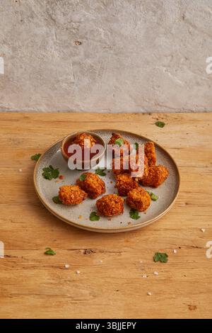Tofu Nuggets con salsa al peperoncino dolce Foto Stock