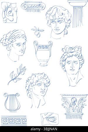 Elementi artistici greci classici e romani Illustrazione Vettoriale