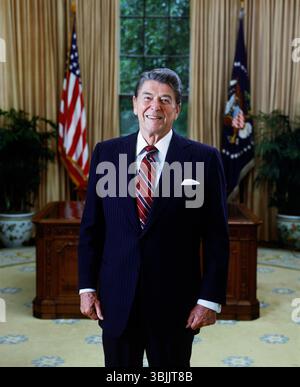 Presidente Reagan 1985, ritratto ufficiale Foto Stock