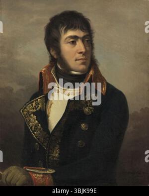 Il ritratto di Auguste de Marmont di Andrea Appiani del 1798 raffigura il generale francese durante l'era rivoluzionaria. Il dipinto ad olio evidenzia l'abbigliamento militare formale di Marmont, catturando il suo status e l'autorità del suo rango all'interno dell'esercito francese. Foto Stock