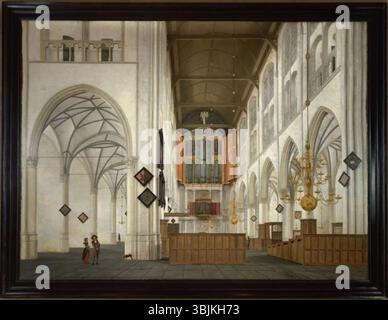 Pieter Jansz. Il dipinto di Saenredam *interno della Grote o di San Laurenskerk ad Alkmaar* (1665 circa) cattura l'interno di questa storica chiesa, mostrando i suoi dettagli architettonici con particolare attenzione al soffitto a volta e alle colonne. Foto Stock