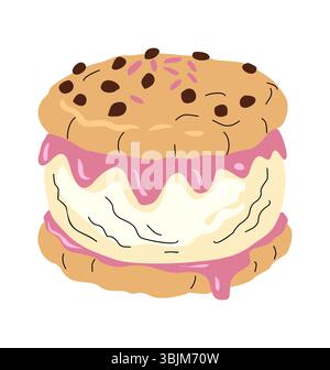 Delizioso gelato a sandwich isolato su bianco Illustrazione Vettoriale