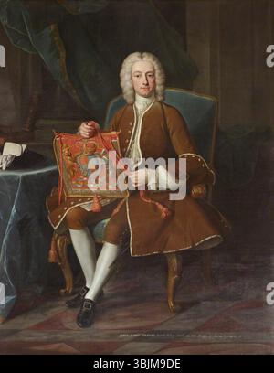 Van Loo, Jean-Baptiste; Lord John Hervey (1696-1743), II barone Hervey di Ickworth, PC, deputato, tenendo il suo ufficio come Lord Privy Seal; National Trust, Ickworth; http://www.artuk.org/artworks/lord-john-hervey-16961743-2nd-baron-hervey-of-ickworth-pc-mp-holding-his-purse-of-office-as-lord-privy-seal-171912 Foto Stock