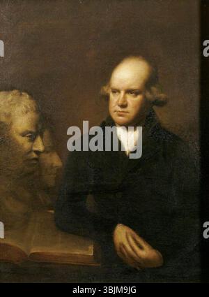 Abbott, Lemuel Francis; il reverendo Sir Herbert Croft (1751-1816), 5th BT, with a Bust of Samuel Johnson; National Trust, Croft Castle; http://www.artuk.org/artworks/the-reverend-sir-herbert-croft-17511816-5th-bt-with-a-bust-of-samuel-johnson-131603 Foto Stock