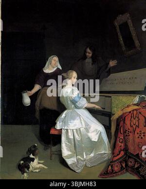 Ochtervelt, Jacob; la lezione di musica; Birmingham Museums Trust; http://www.artuk.org/artworks/the-music-lesson-33245 Foto Stock