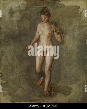 Thomas Eakins (1844–1916) dipinse "The Model" intorno al 1908. Questo lavoro a olio su tela ritrae una figura femminile, concentrandosi sulla precisione anatomica e sui dettagli naturalistici. Foto Stock