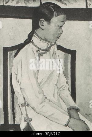 Il ritratto ad olio di Emil Orlik del 1912 presenta una donna cinese. Il dipinto fa parte del suo studio della ritrattistica e riflette il suo interesse per le diverse rappresentazioni culturali. Foto Stock