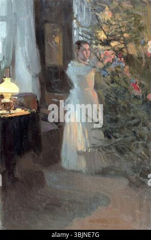 BAL198740 l'albero di Natale, 1910 (olio su tela) di Korin, Alexei Mikhailovich (1865-1923); 44,5x30 cm; Galleria d'arte della Repubblica di Komi, Russia; russo, fuori dal copyright si applicano possibili restrizioni sul copyright, consultare le leggi nazionali sul copyright Foto Stock