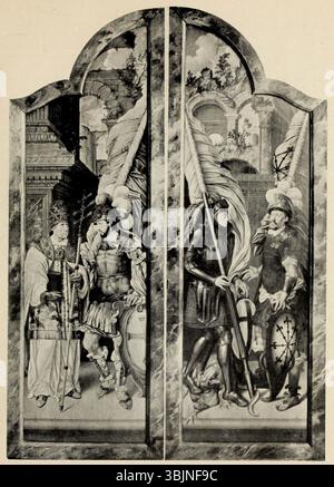 Bartholomäus Bruyn il Vecchio (1493–1555) dipinse il "Trittico di Sant'Andrea" nel 1540, un'opera ad olio su tavola con i santi Gereon, Cornelio, Giorgio e Mauritius. Il pezzo fa parte di una pala d'altare religiosa, con dettagliate raffigurazioni dei santi all'esterno. Foto Stock