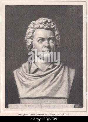 Il busto di Julius Mosen di Gustav Adolph Kietz fu creato nel 1888 ed esposto a Plauen. La scultura rappresenta Mosen, uno scrittore tedesco, ed è scolpita con meticolosa attenzione ai dettagli. Foto Stock
