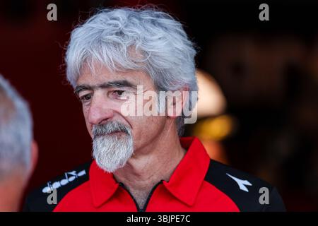 Misano Adriatico, Italia. 14 giugno 2025. Luigi Dall'Igna General Manager di Ducati Corse è presente durante il Campionato del mondo FIM SBK Superbike Pirelli Emilia-Romagna 6° round - Superpole Race, - Box Pit Lane al Misano World Circuit Marco Simoncelli. (Foto di Fabrizio Carabelli/SOPA Images/Sipa USA) credito: SIPA USA/Alamy Live News Foto Stock