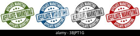timbro marketing affiliato. set di timbri di marketing per affiliati su sfondo bianco Illustrazione Vettoriale