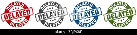 timbro ritardato. timbro differito impostato su sfondo bianco Illustrazione Vettoriale