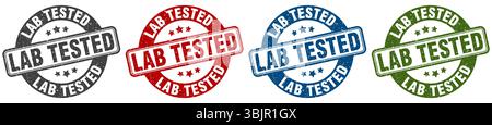 timbro testato in laboratorio. set di timbri testati in laboratorio su sfondo bianco Illustrazione Vettoriale