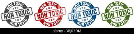 timbro atossico. set di timbri atossici su sfondo bianco Illustrazione Vettoriale