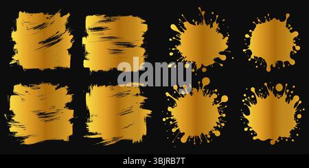 Pennellate dorate e macchie di vernice. Illustrazione vettoriale Illustrazione Vettoriale