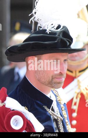 Castello di Windsor, lunedì 16 giugno 2025. RH il Principe di Galles partecipa alla processione per il più nobile ordine della Giarrettiera, Castello di Windsor, lunedì 16 giugno 2025. Crediti: James Taylor/Alamy Live News Foto Stock