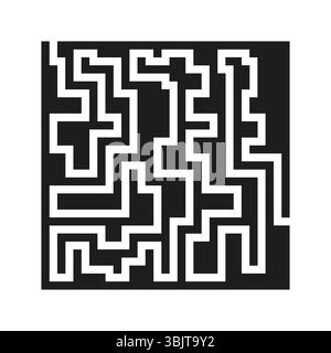 Forma di puzzle labirinto. Simbolo della parete nera. Icona del design a labirinto. Struttura vettoriale. Illustrazione Vettoriale