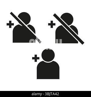 Icona aggiunta utente. Simbolo di rimozione della persona. Silhouette nera. Si formano persone vettoriali. Illustrazione Vettoriale