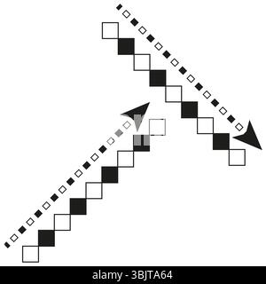 Motivo quadrato pixel. Design a mosaico digitale. Griglia geometrica vettoriale. Layout astratto a scacchi. Illustrazione Vettoriale