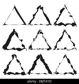 Ripetizione triangolare geometrica. Ripetizione di forme lineari. Forme minimaliste astratte. Illustrazione grafica vettoriale. Illustrazione Vettoriale