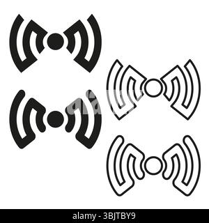 Icona Wi Fi. Set di simboli del segnale. Forma del vettore di connessione. Modulo wireless. Illustrazione Vettoriale