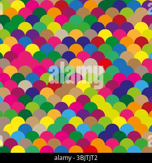 Scala colorata. Tessere arcobaleno. Forma semicircolare sovrapposta. Design vettoriale vivace. Illustrazione Vettoriale
