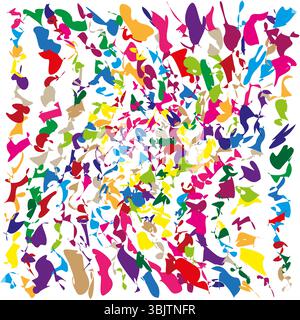 Spruzzi di vernice colorata. Tratti di pennello astratti. Texture vivida vettoriale. Pattern di movimento artistico. Illustrazione Vettoriale