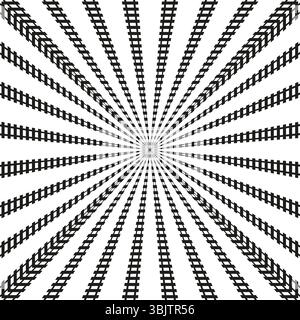 Raggi radiali quadrati. Schema delle linee ottiche. Disegno vettoriale irradiante. Forma geometrica centrale. Illustrazione Vettoriale