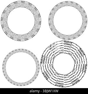 Icona ad anello geometrica. Linee loop circolari. Forma rotonda vettoriale. Simbolo quadro astratto. Illustrazione Vettoriale