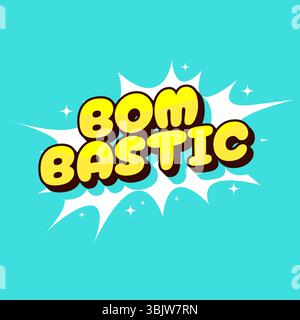 Bombastico. Brillante effetto esplosivo di fumetti per elementi grafici divertenti Illustrazione Vettoriale