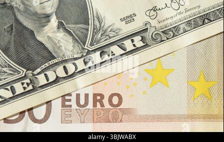 Concetto di tasso euro-dollaro. Foto previsione EUR usd. Concetto di tasso di cambio EUR usd. Foto Stock