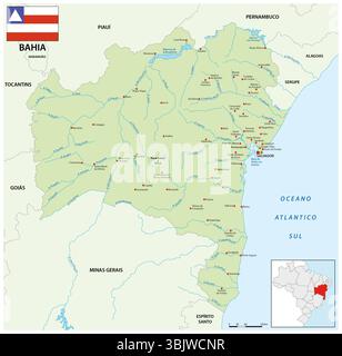 Mappa dello stato brasiliano di Bahia Foto Stock