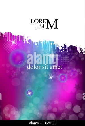 Sfondo blu viola per il testo. Bagliore cosmico disegnato a mano. Non ai, illustrazione vettoriale Illustrazione Vettoriale