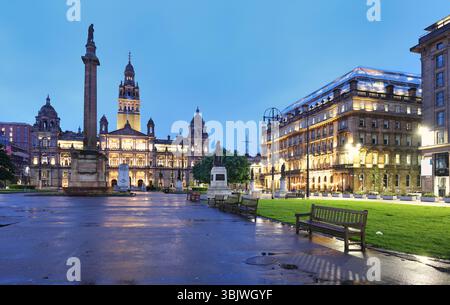 Glasgow City Chambers e George Square a Glasgow, Scozia Foto Stock