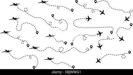 Il volo è normale. L'aereo si sta dirigendo verso l'atterraggio. Illustrazione Vettoriale