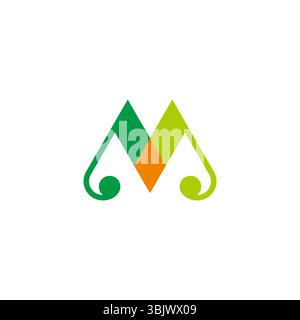 lettera m oro verde montagna astratto elegante logo vettoriale Illustrazione Vettoriale