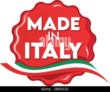 Logo vettoriale Made in Italy. Adesivo con stelle e bandiera nazionale. illustrazione vettoriale Illustrazione Vettoriale