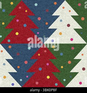 Tessere a mosaico albero di Natale motivo vettoriale senza cuciture Foto Stock