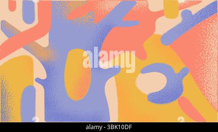 Sfondo astratto con forme testurizzate in colori pastello. Presenta forme organiche nei toni rosa, blu, giallo e arancione Illustrazione Vettoriale