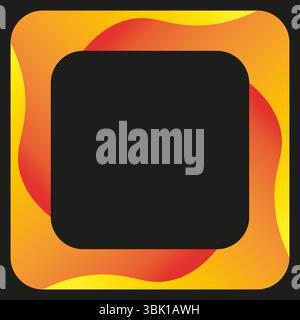 Icona quadrata al centro. Forma del telaio. Vettore rosso-arancione. Progettazione di layout astratto. Illustrazione Vettoriale