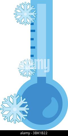 termometro con illustrazione vettoriale con gelate nel concetto di clima freddo e inverno Illustrazione Vettoriale