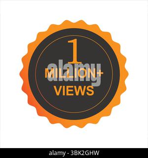 vettore celebrativo di 1 milione di visualizzazioni con messaggio di ringraziamento e congratulazioni. Design dello sfondo in stile circolare per post sui social media. Illustrazione Vettoriale