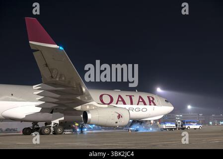 BUDAPEST, UNGHERIA - 5 MARZO - QUATAR Airbus A330-202, da Qatar Airways all'Aeroporto di Budapest, 5 marzo 2014. Dal suo lancio, l'A330 consente Airb Foto Stock