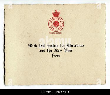 Hampshire. 1940s - Un biglietto di auguri natalizio prodotto per il Royal Hampshire County Hospital di Winchester, Hampshire. Foto Stock
