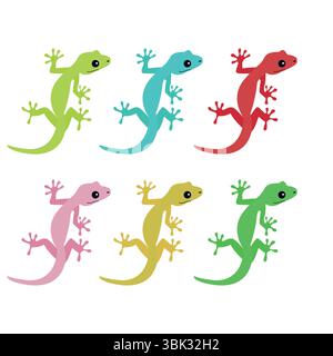 icona simbolo emoji geco di lizard icona vettoriale rettile animale carino Illustrazione Vettoriale