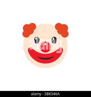 illustrazione vettoriale dell'icona del simbolo emoji della faccia clown Illustrazione Vettoriale