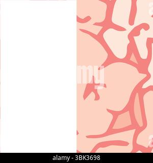 Visualizzazione di forme di ramificazione rosse simili a corallo su pesca pallida con pannello bianco, spazio di copia Foto Stock