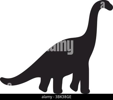 Silhouette di dinosauro Vector, Black Brachiosaurus Clipart, Isolated Prehistoric Animal Art, Nature Extinct Wildlife, Simple Outline, Jurassic Design Illustrazione Vettoriale