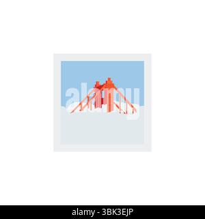 immagine vettoriale dell'icona del simbolo emoji del ponte nella nebbia Illustrazione Vettoriale